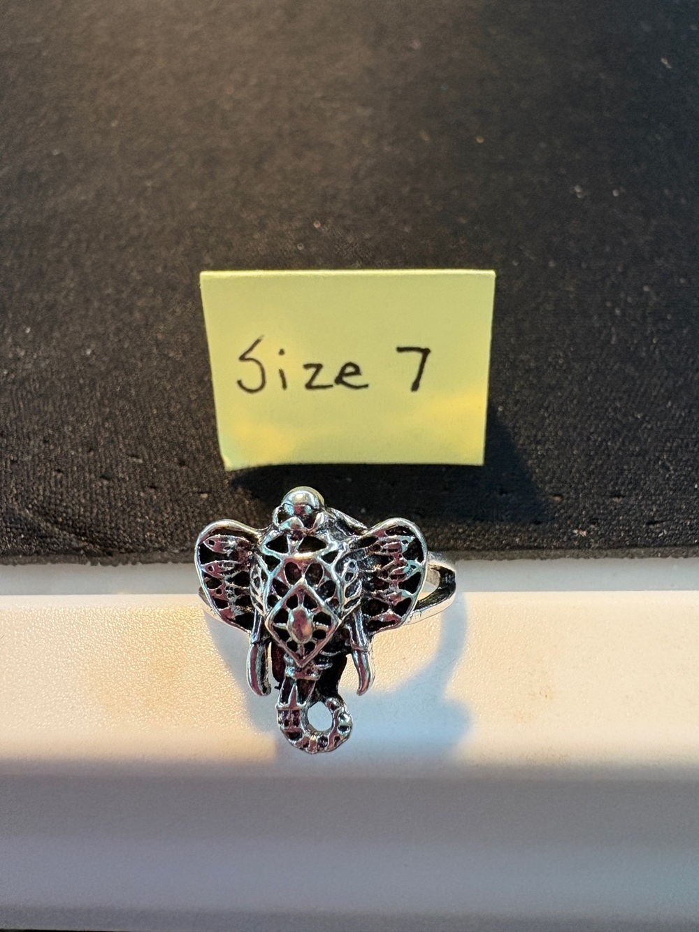 Vintage Style Motif Silver Ring - Size 7